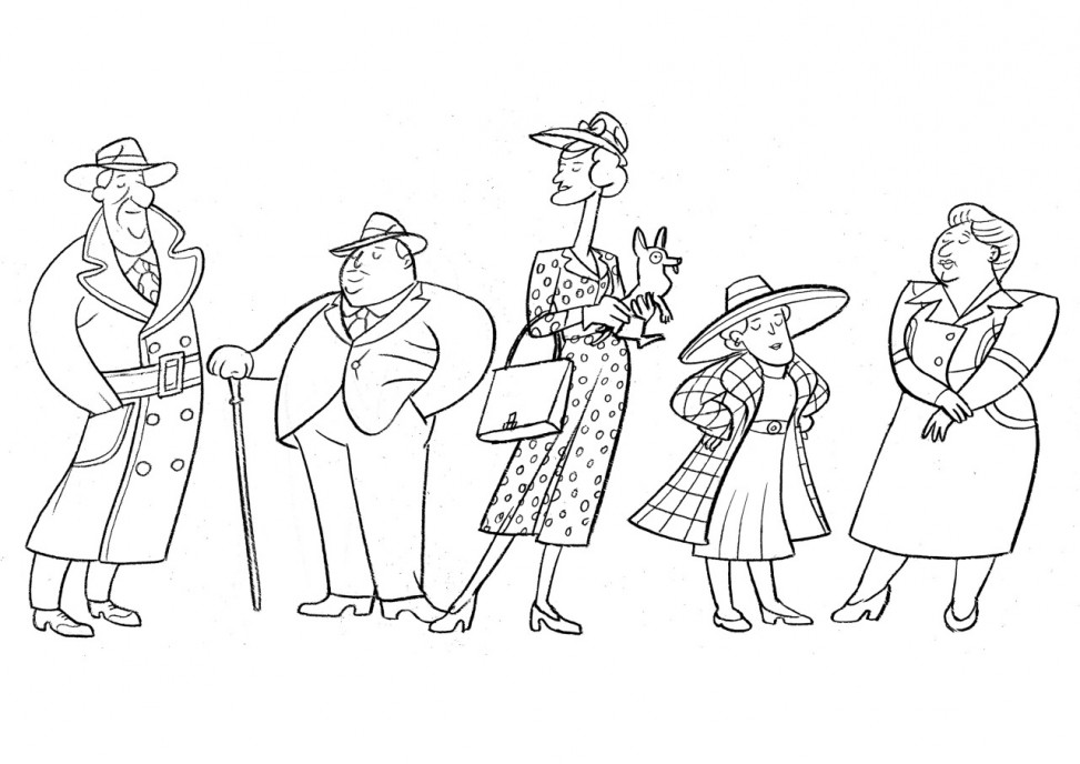 1940s catwalk colouring sheet