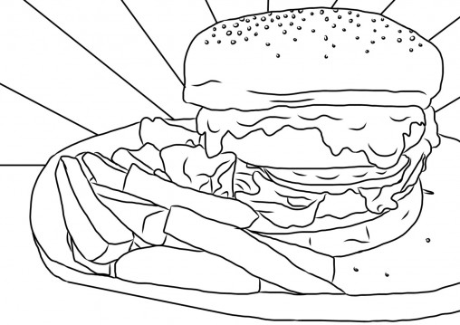 Burger colouring sheet