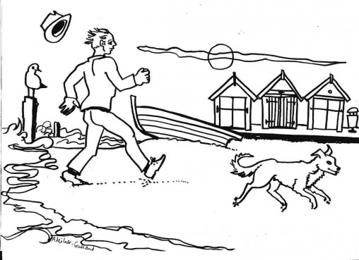 Dog walker colouring sheet