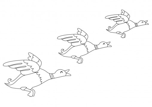 Flying ducks colouring sheet