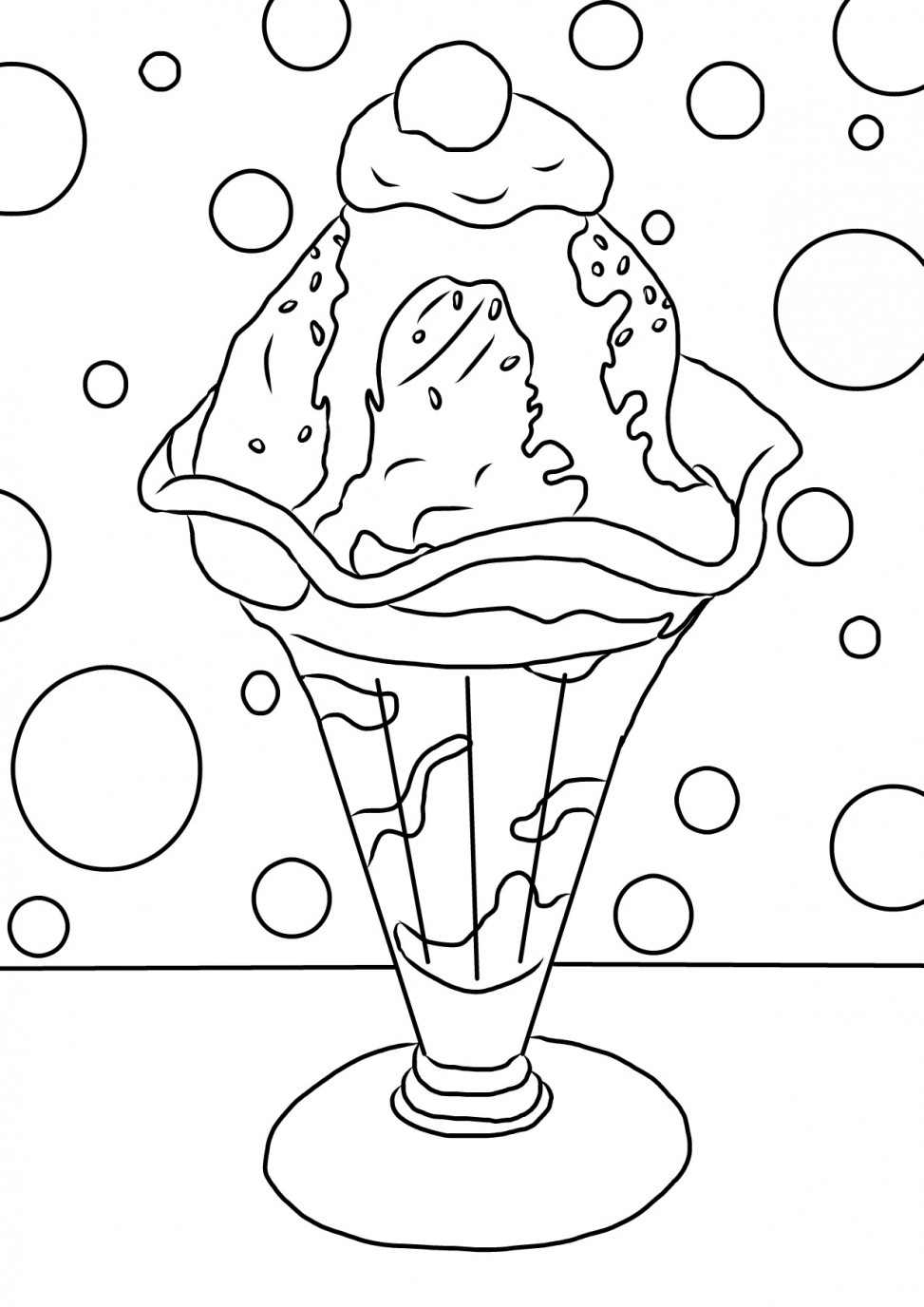 Ice cream sundae colouring sheet