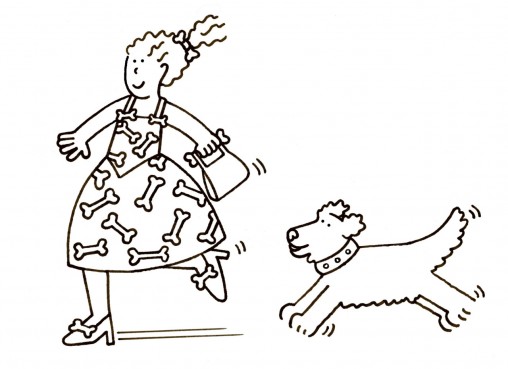 Woman with dog colouring sheet